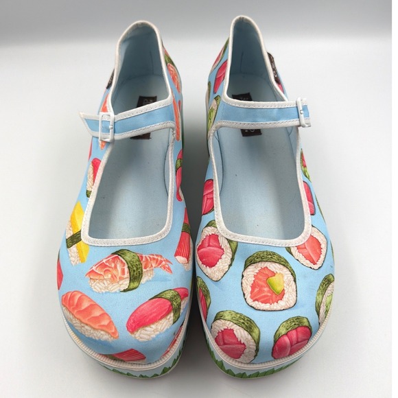 Hot Chocolate Design Shoes - Hot Chocolate Design Sushi Mary Jane Platform Shoes Blue Novelty Women's Size 11